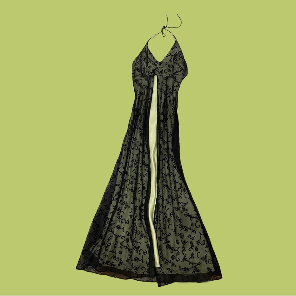 Green and black dress